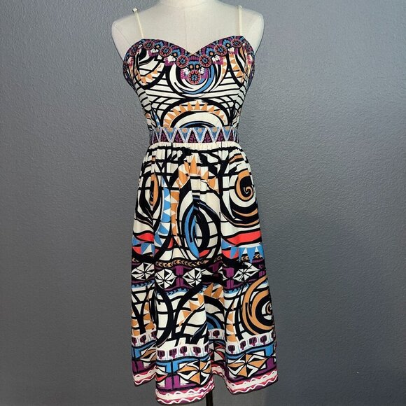 ANTHROPOLOGIE CHAMPAGNE and STRAWBERRY Vibrant Color Pin-Up Girl Dress - NWT -L - Picture 1 of 14